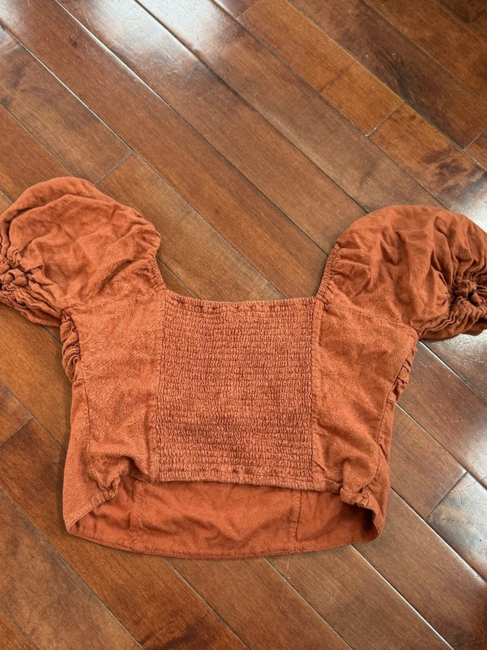 Abercrombie & Fitch Women’s Rust Brown Puff Sleeve Top Size Large